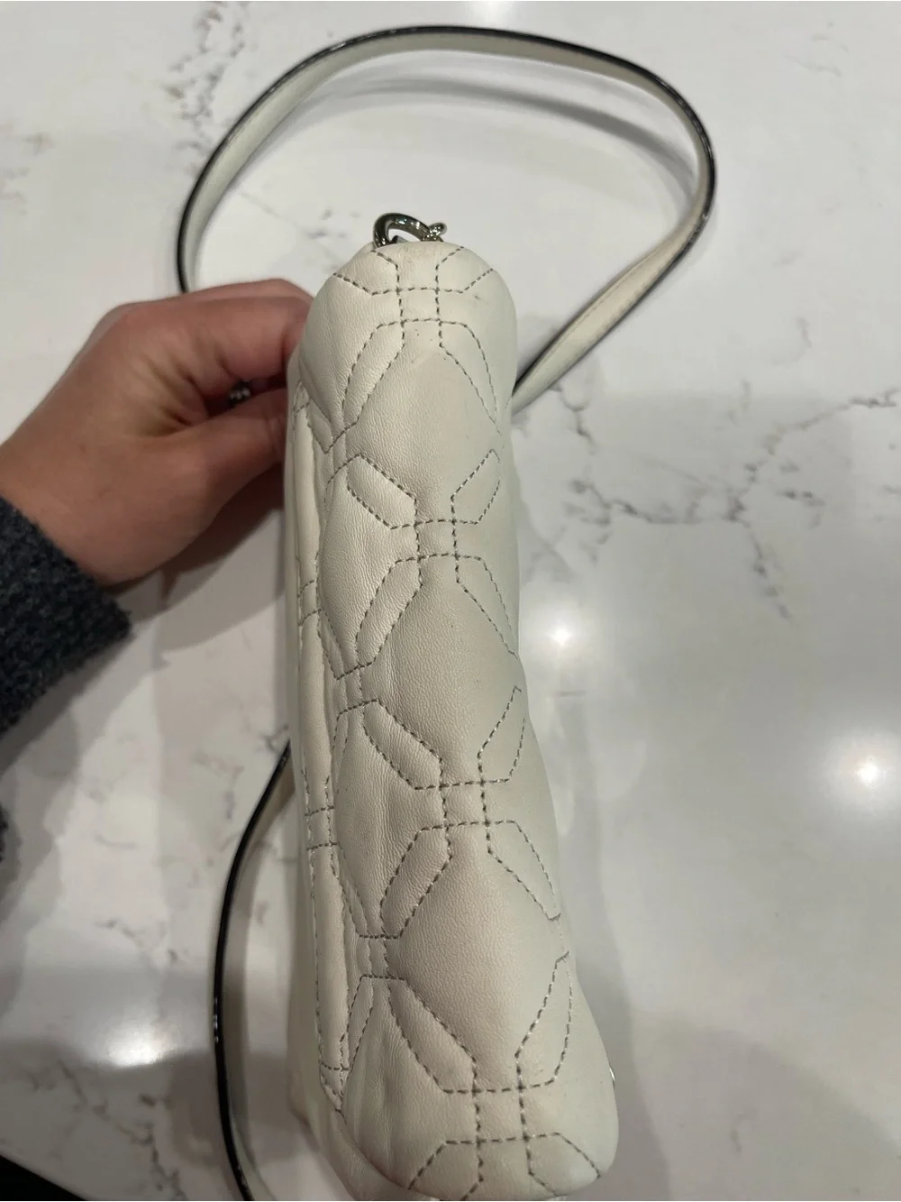 kate spade Cream Quilted Leather Crossbody with Silver-Tone Turnlock